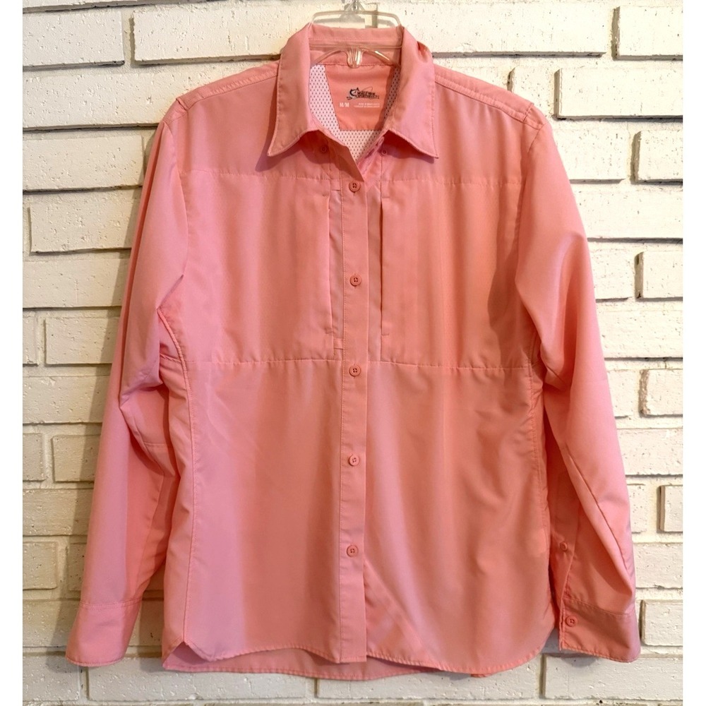 World Wide Sportsman Fishing Shirt Womens Medium-Pink Long Sleeve Outdoor Hiking